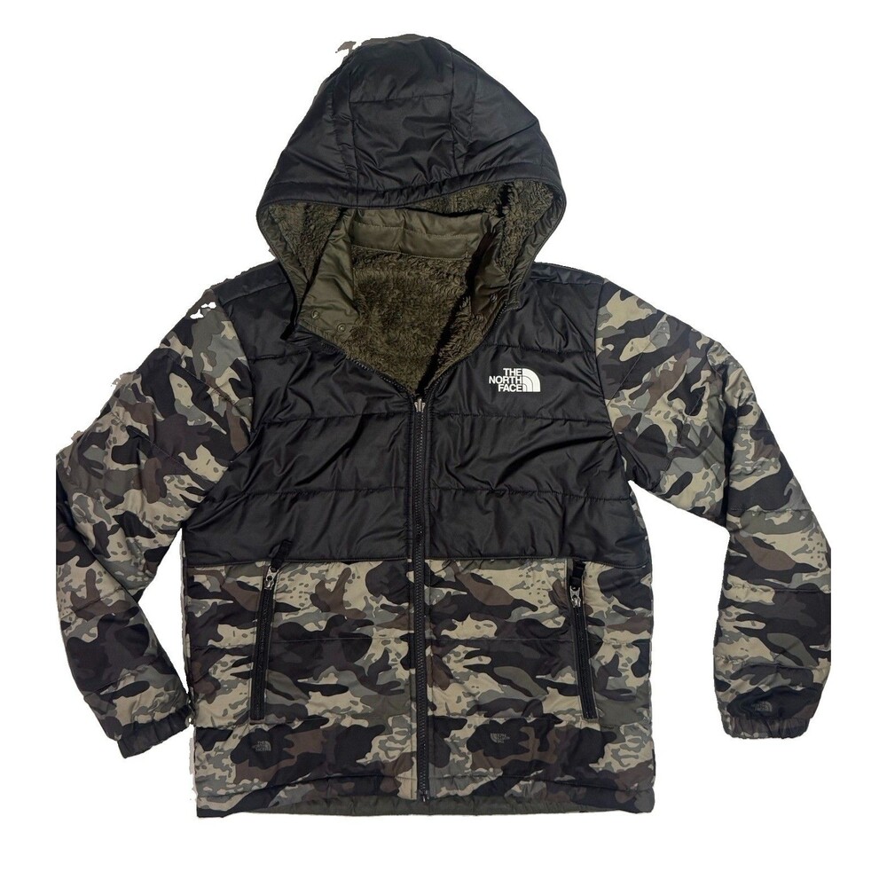 The North Face Big Boys Green Reversible Mount Chimbo Hooded Jacket Size XL